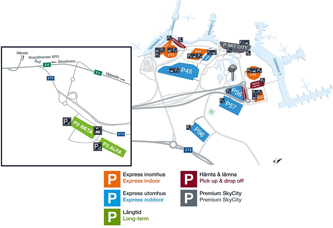 Parkeringskarta, Stockholm Arlanda flygplats