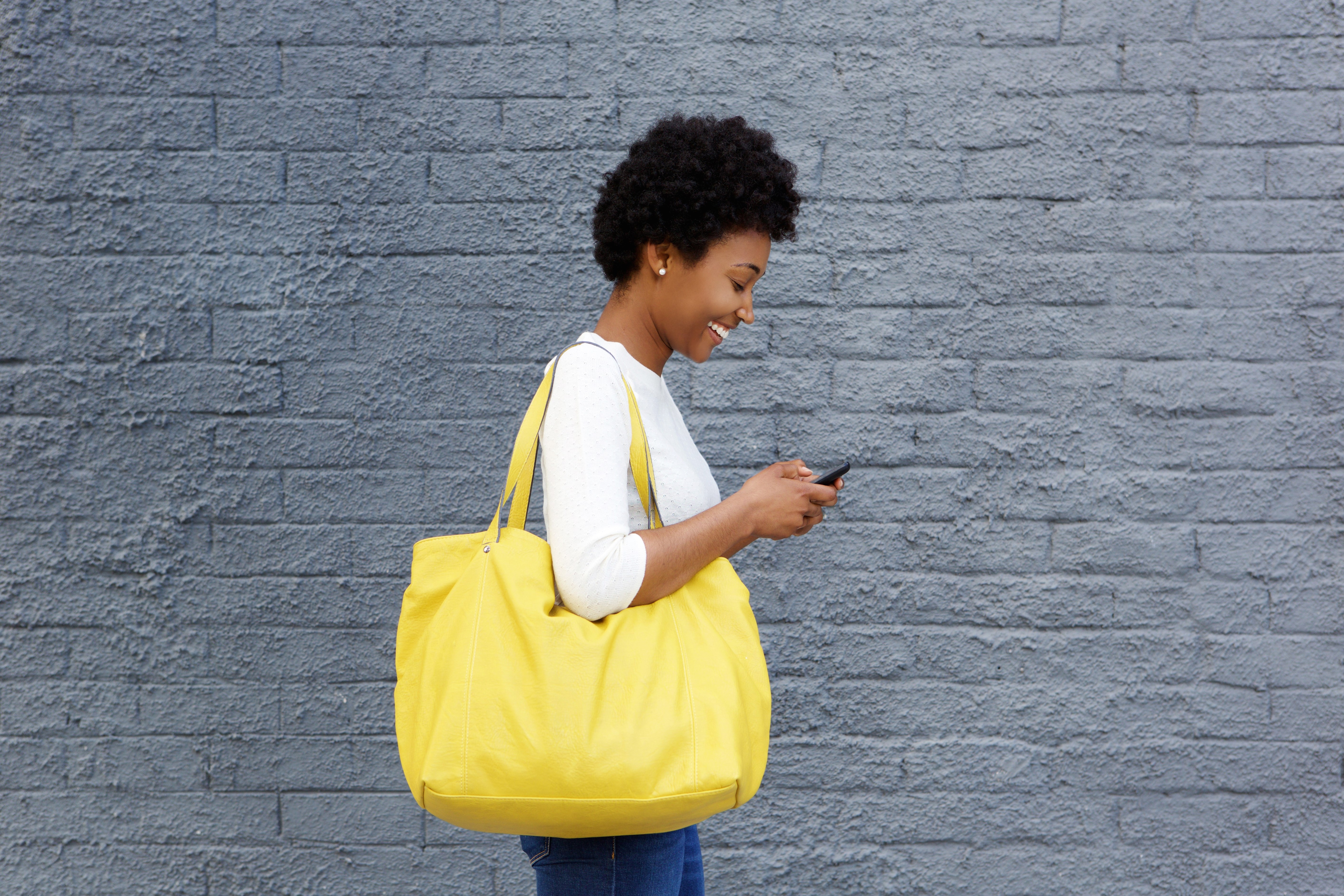 Black woman with bag