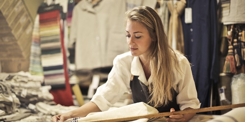 Craftswoman in boutique