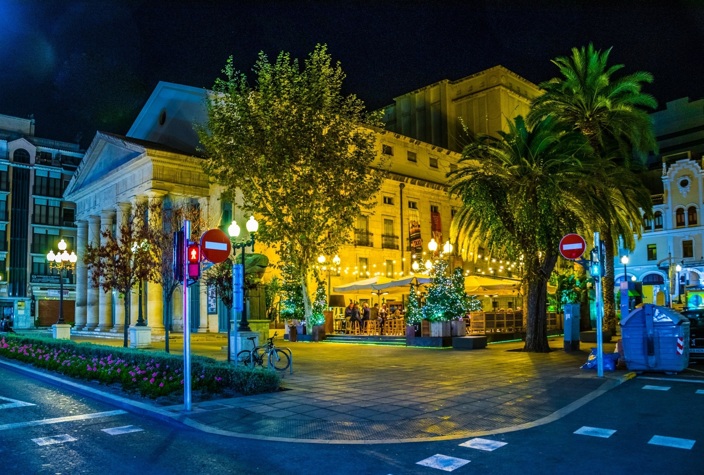 Night view of the teatro principal de alicante in spain