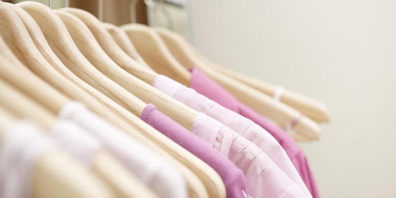 Pink clothes on hangers