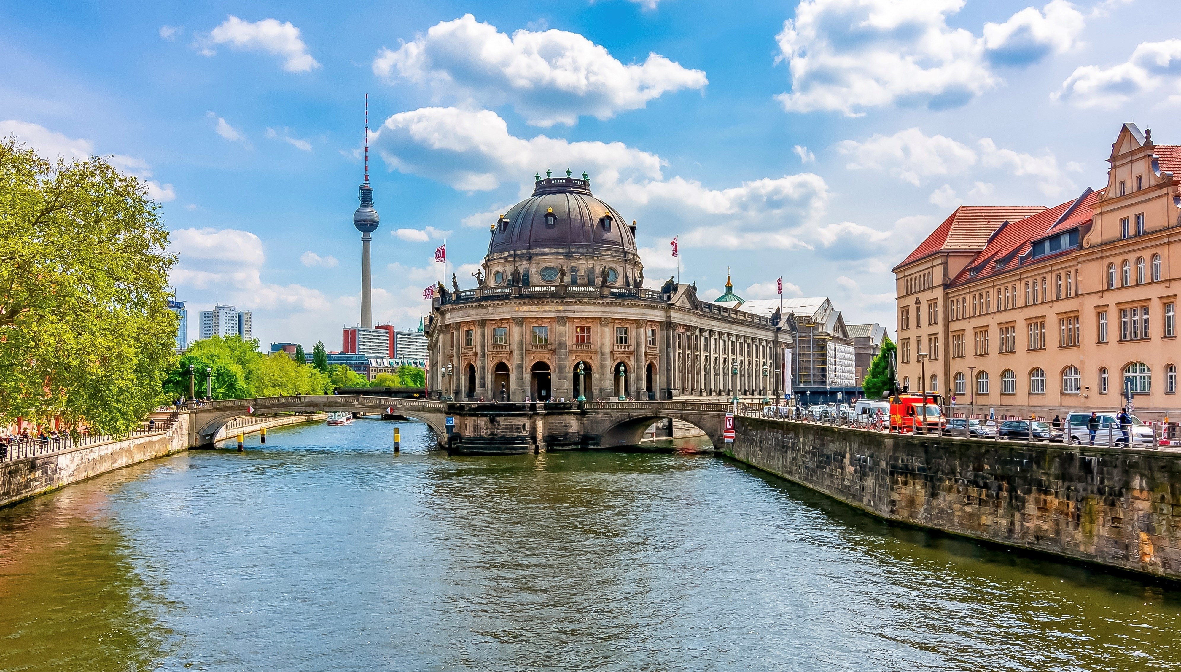 Bode museum on Museum island and Spree river, Berlin