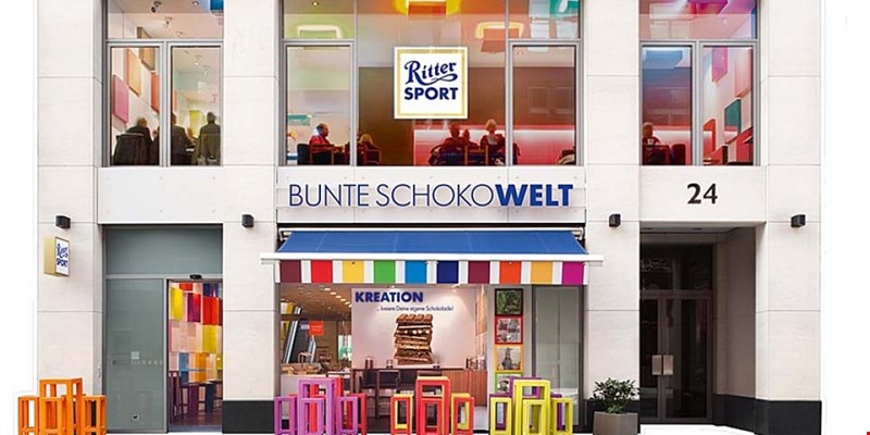 facade of the Ritter Sport Chocolate Store in Berlin, Germany