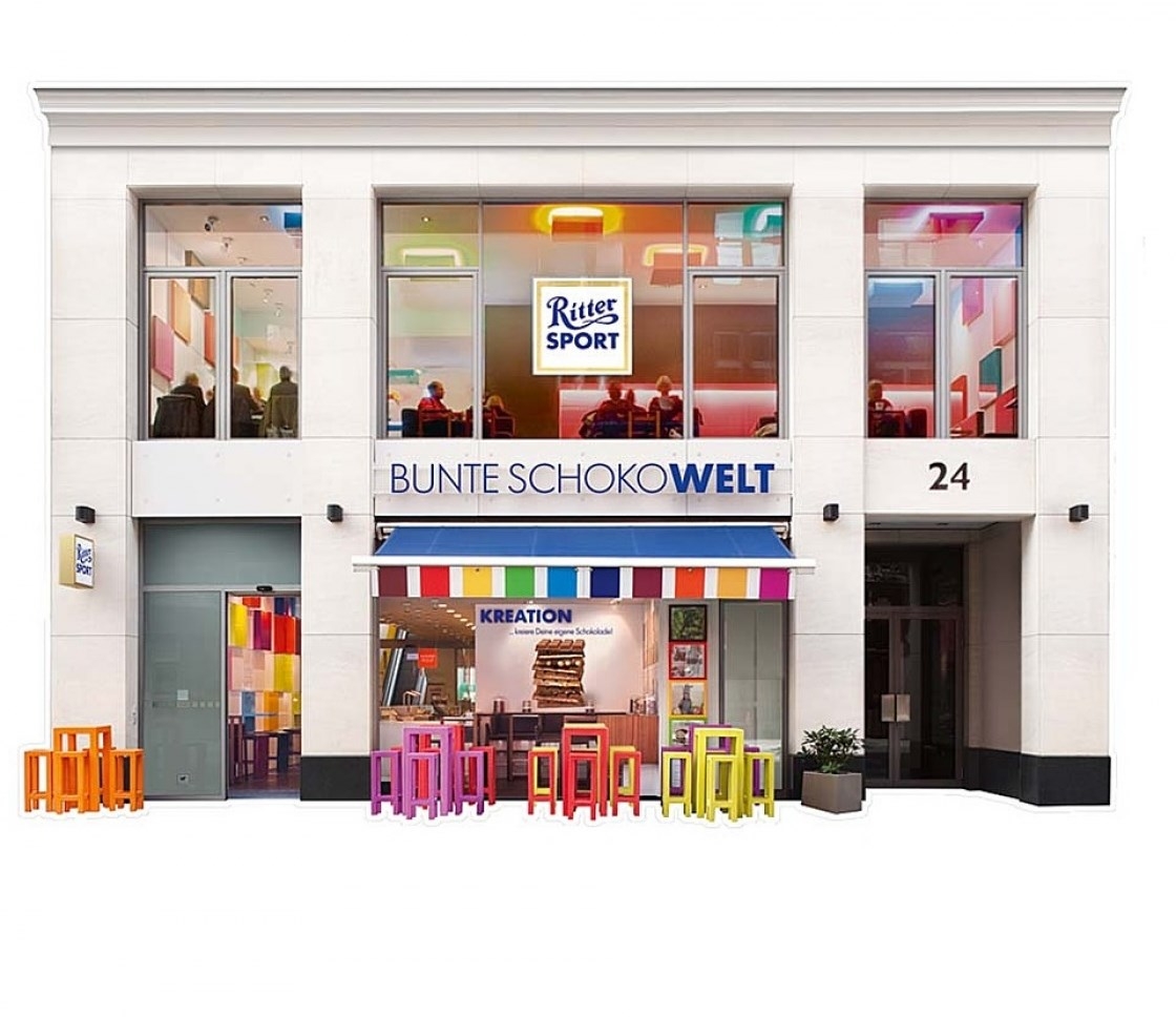 facade of the Ritter Sport Chocolate Store in Berlin, Germany