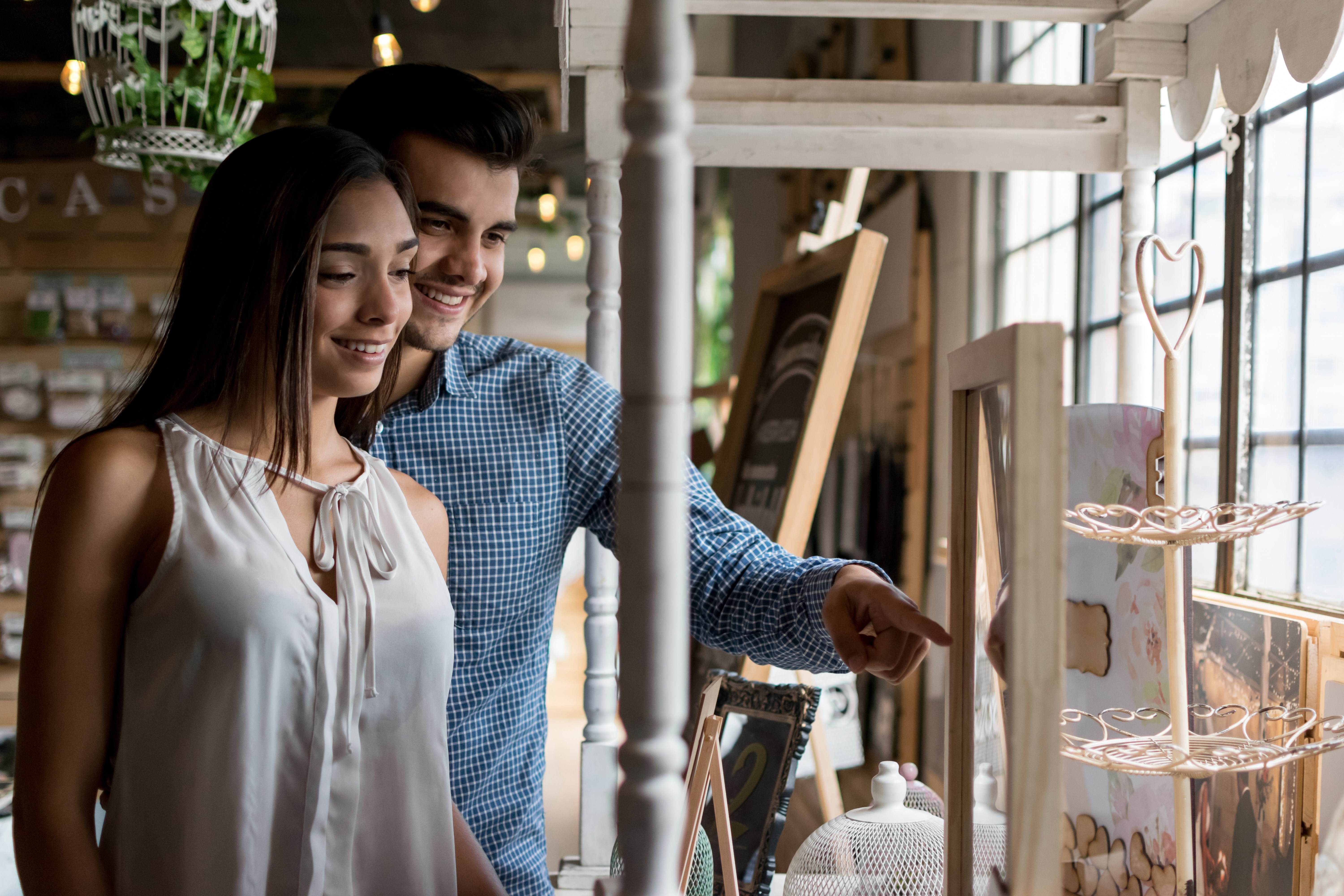 Couple shopping in decor shop