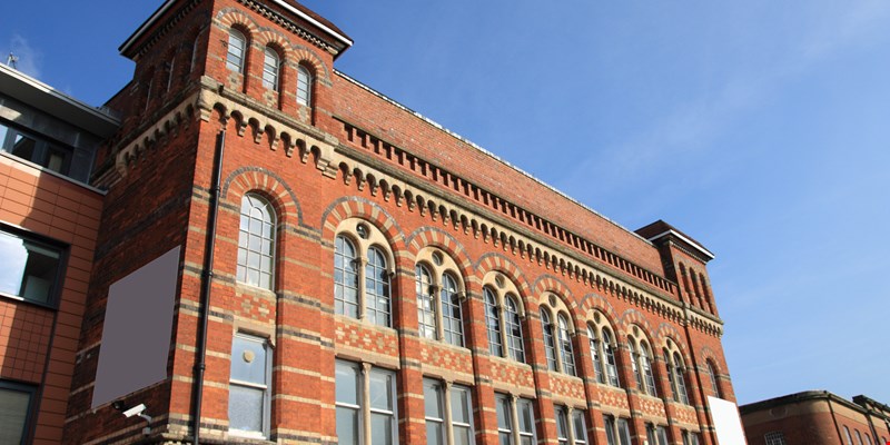 Birmingham Jewellery Quarter. Old brick factory building. West Midlands, England.