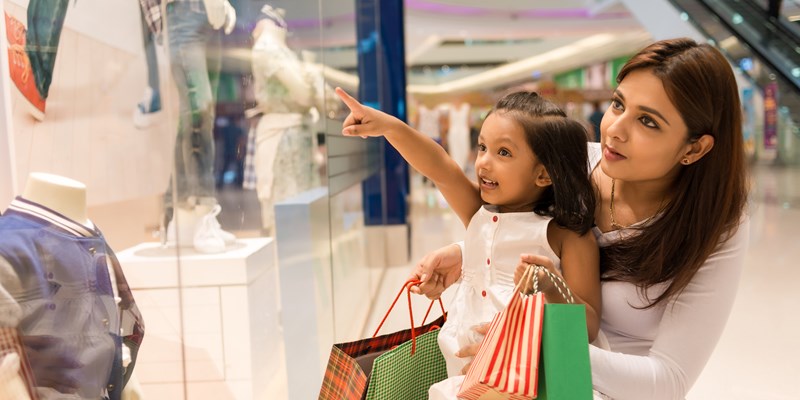 shopping at the mall
