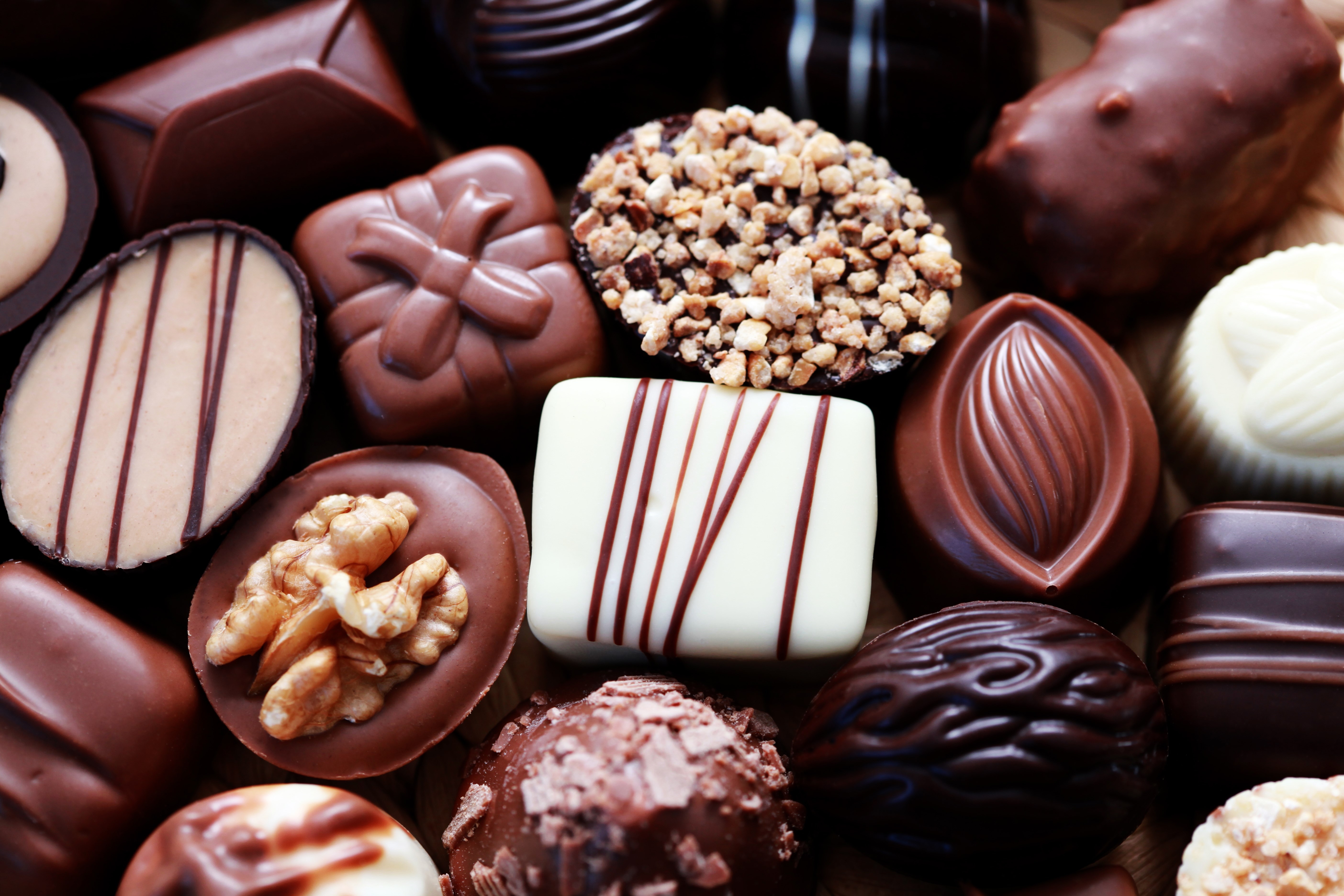 various chocolates as a background