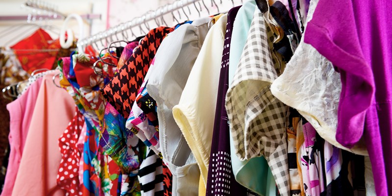 clothes in vintage store