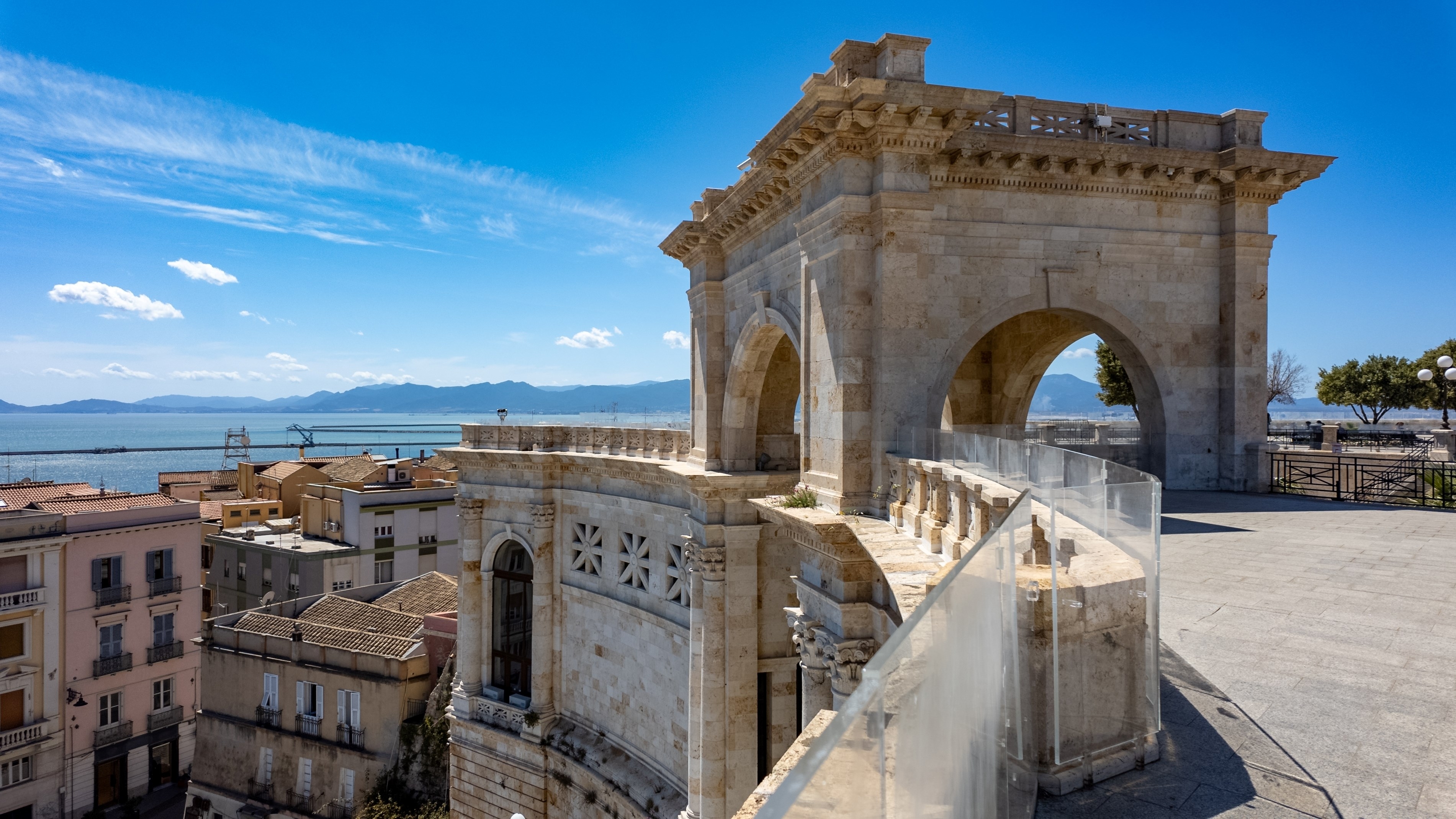 Bastione Saint Remy terrace over the city of Cagliari. Sardinia, Italy.
