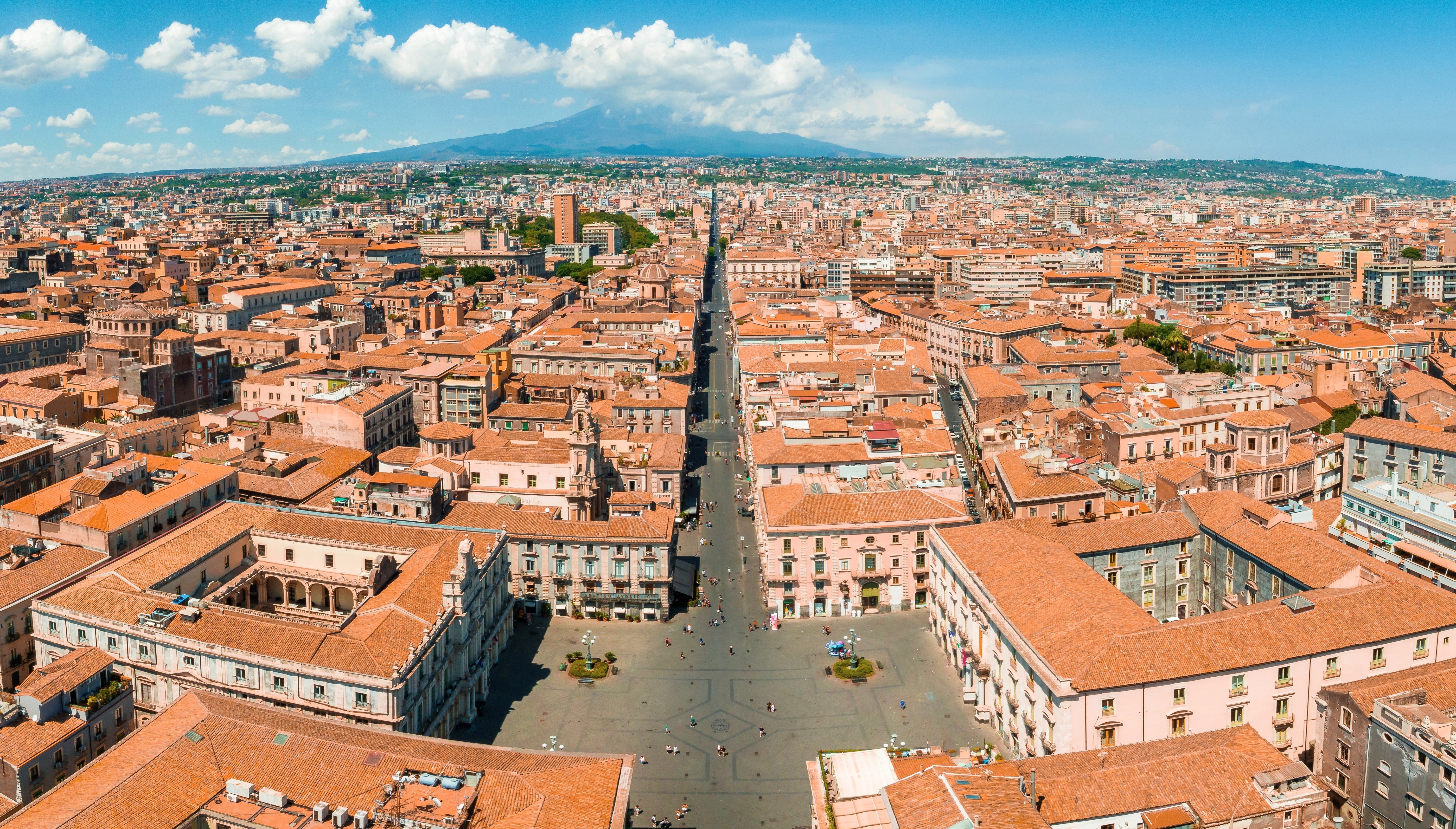 Aerial view on via Etnea in Catania