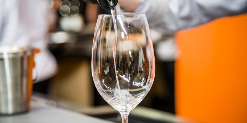 Wine poured in glass
