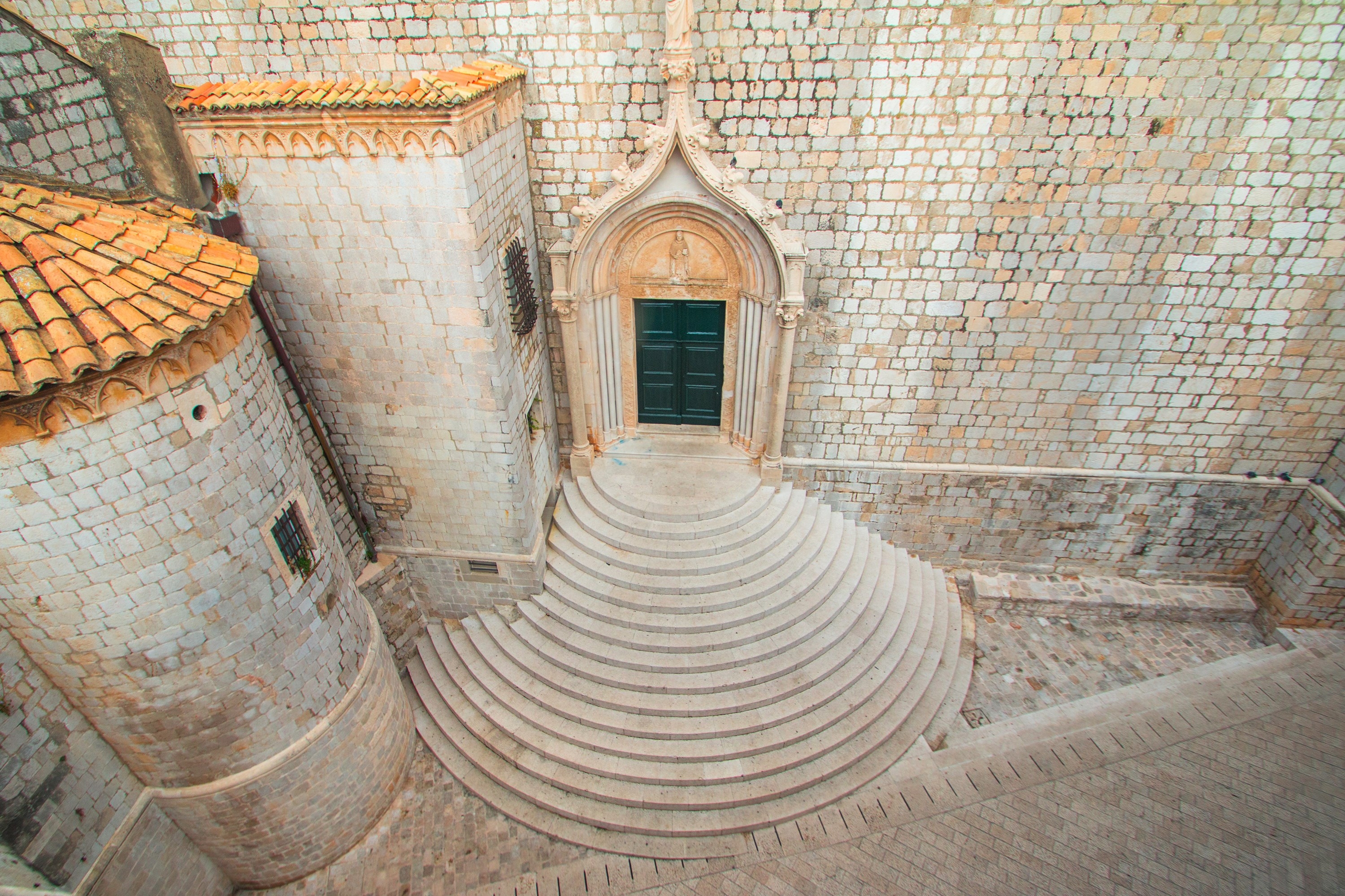 Stairs of Dominican Monastery in old town Dubrovnik in Croatia