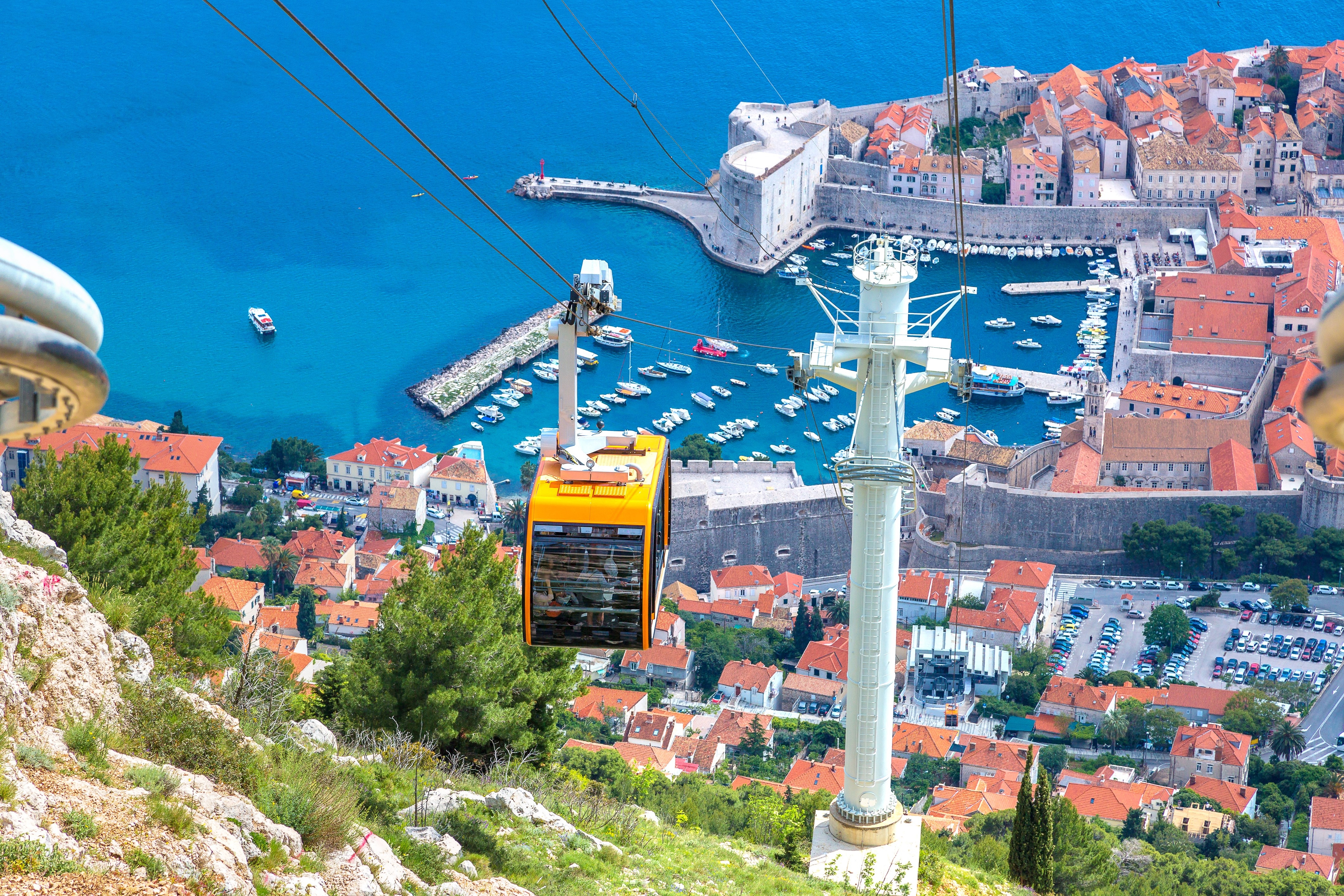 Cable car in Dubrovnik in a beautiful summer day, Croatia