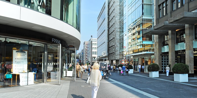People walking in a shopping street