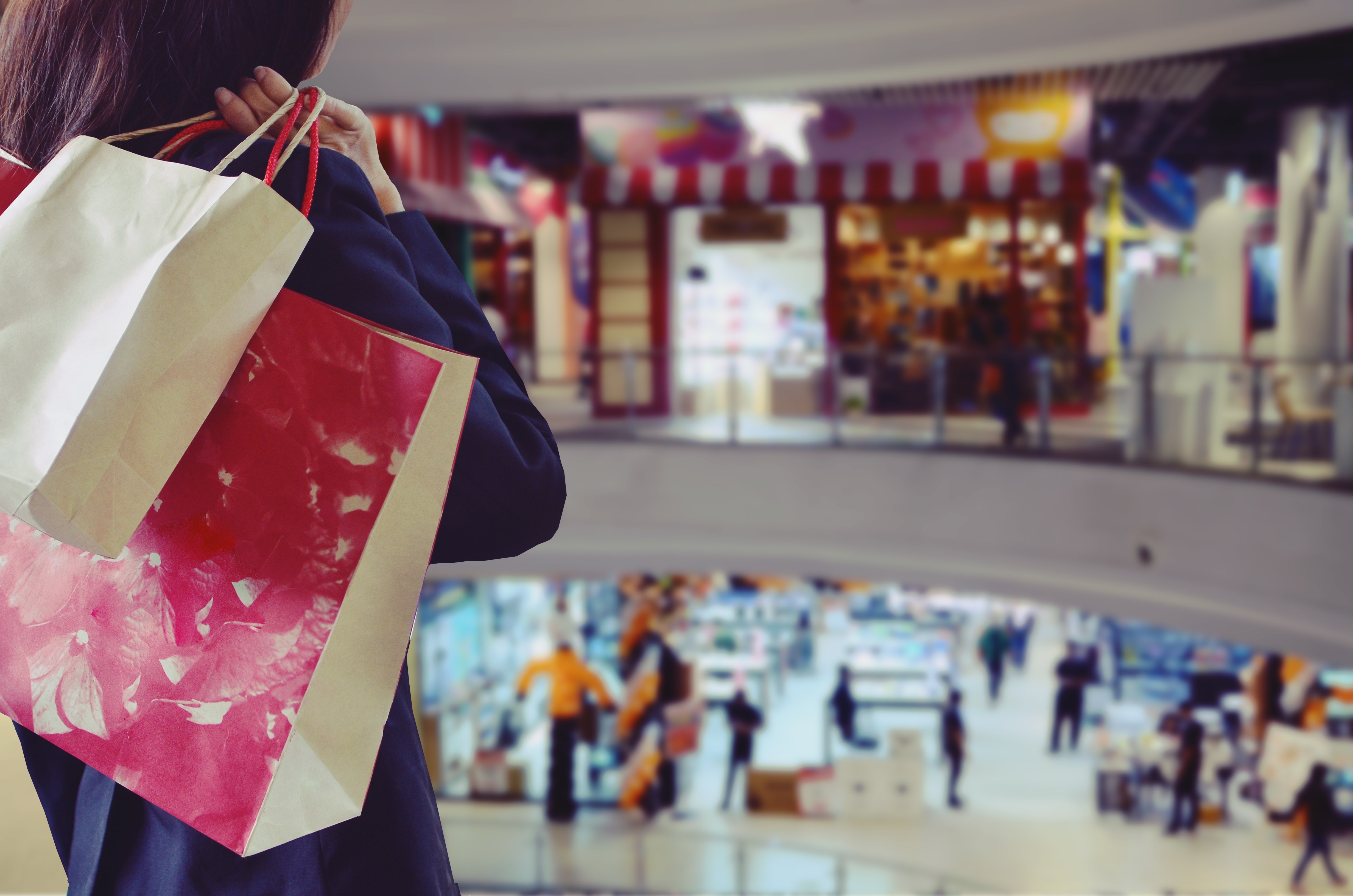Woman holding shopping bags in the shopping mall - Image