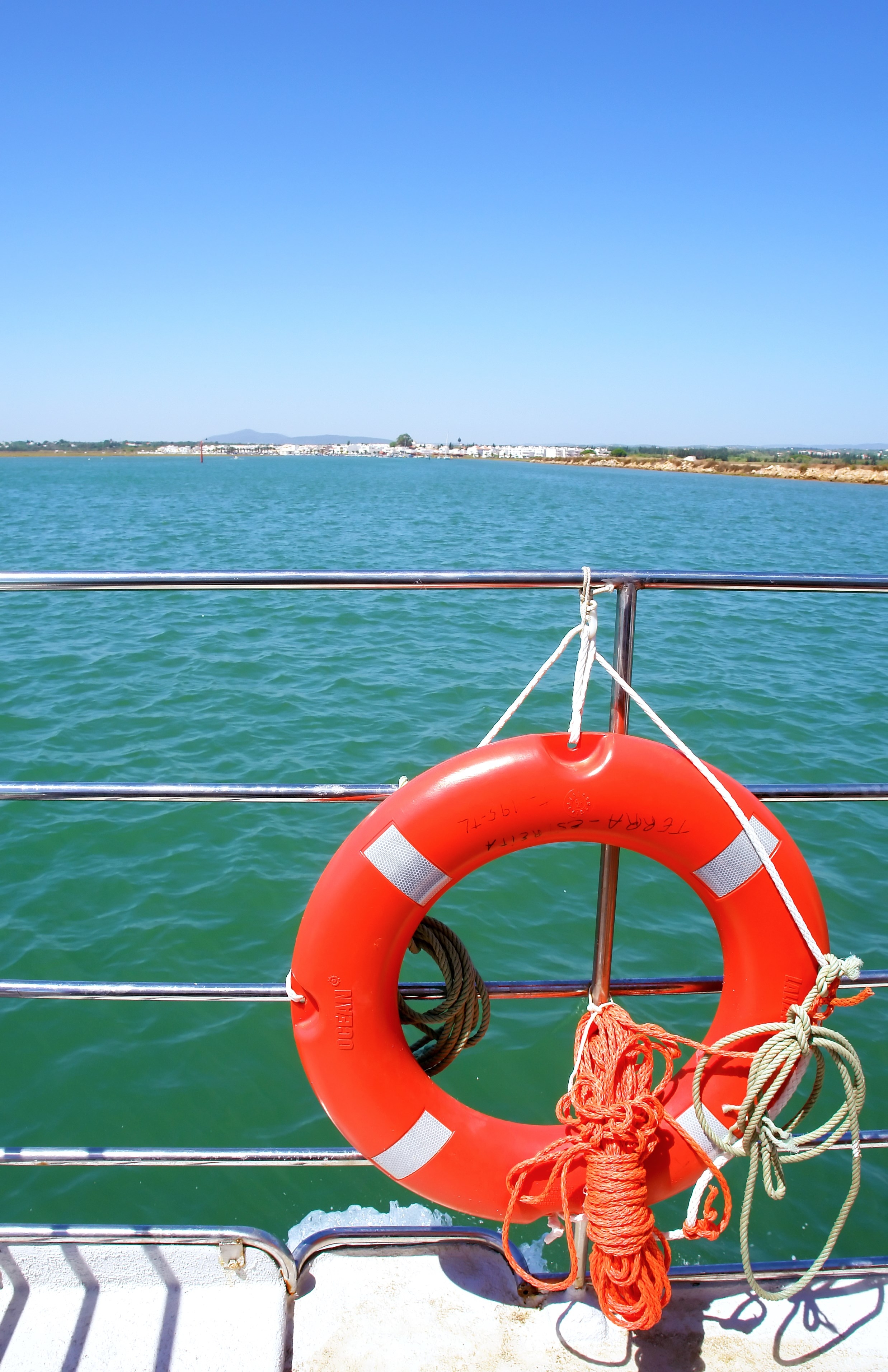 Boat view of Ria Formosa, natural conservation region in Algarve, Portugal.