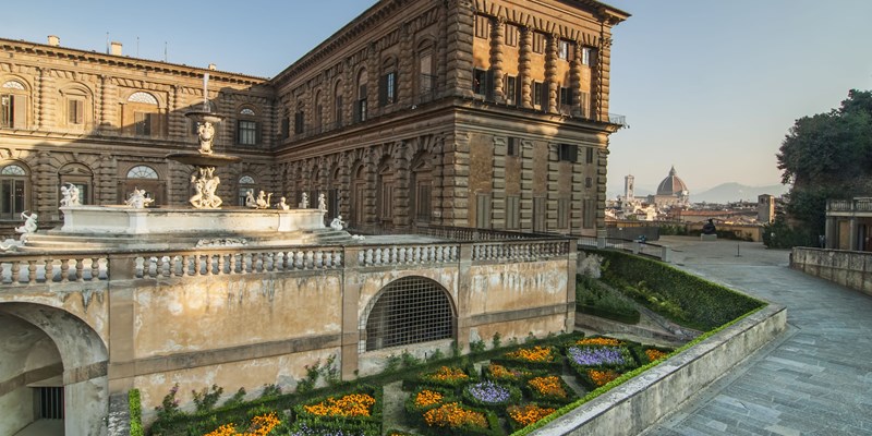 Flowers and a View of the Duomo at Palazzo Pitti