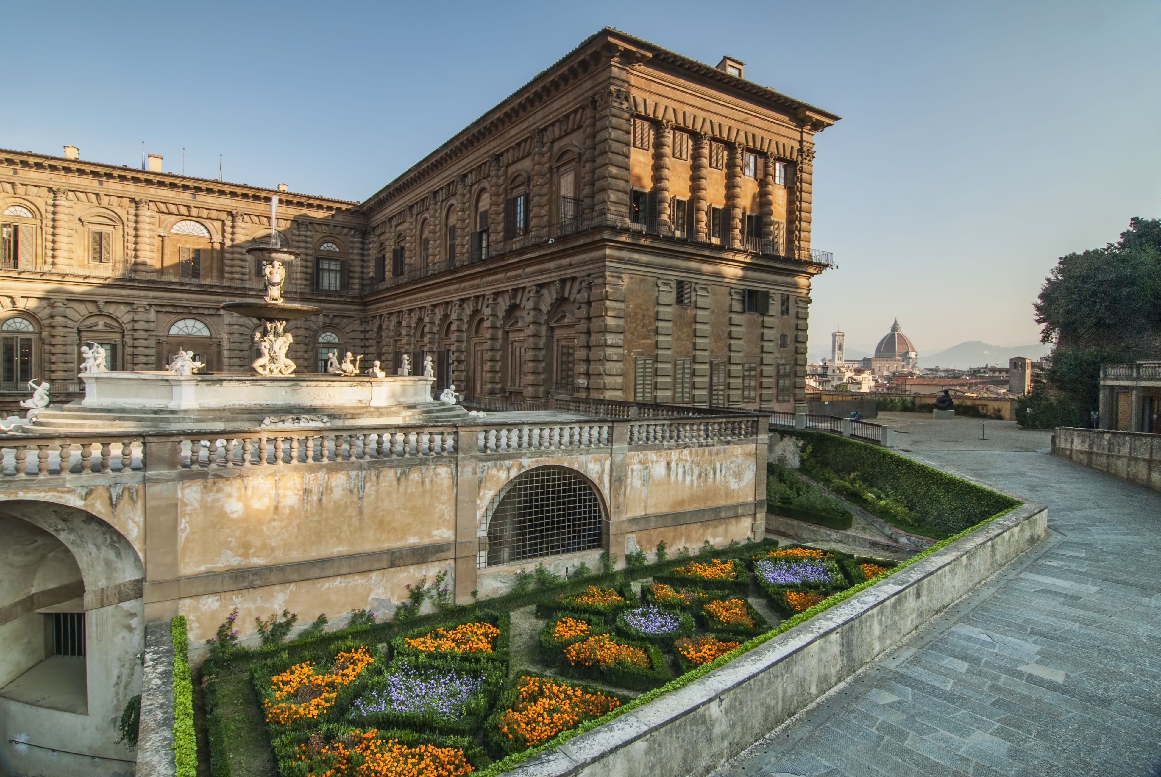 Flowers and a View of the Duomo at Palazzo Pitti