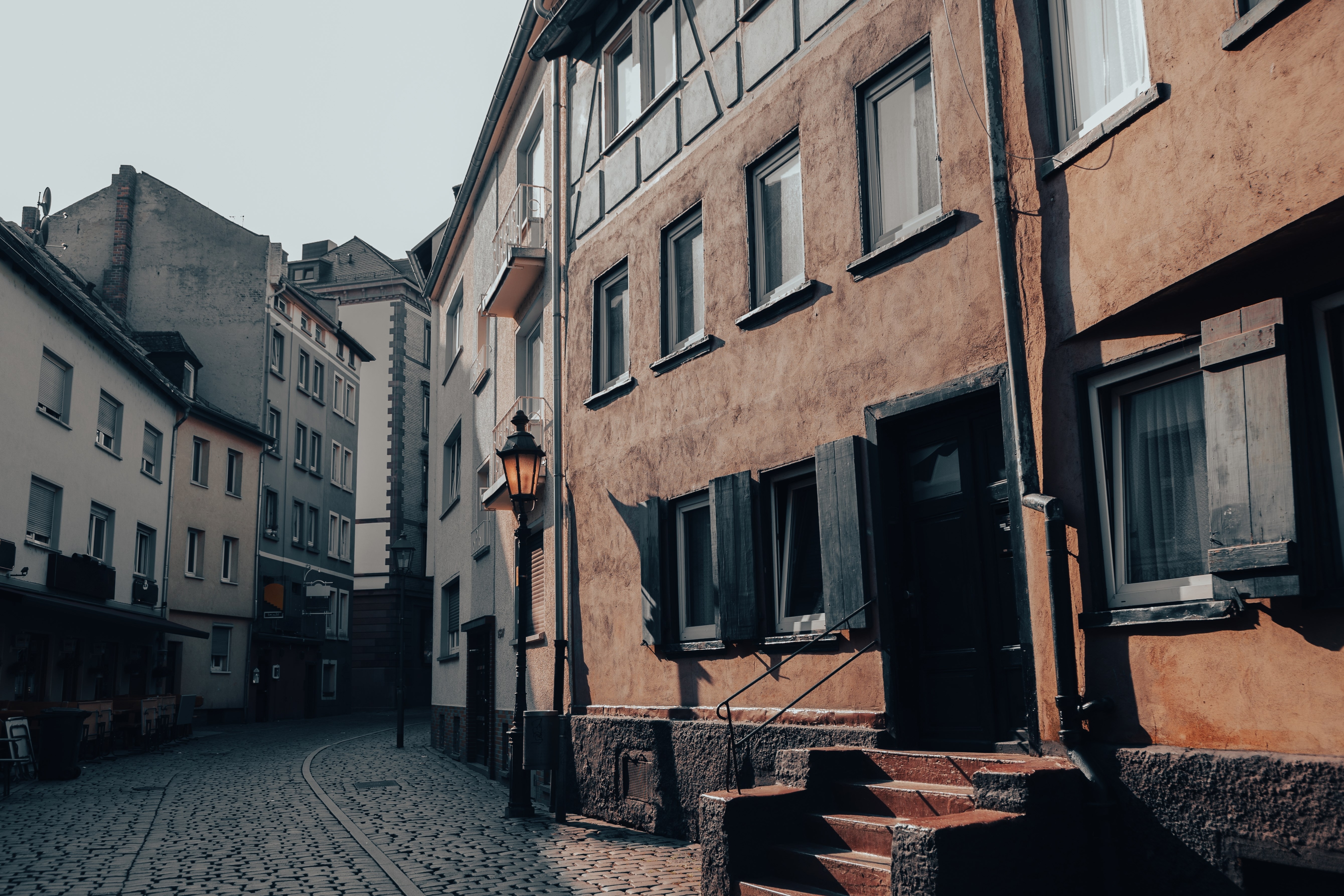 Sachsenhausen old town street in Frankfurt, Germany