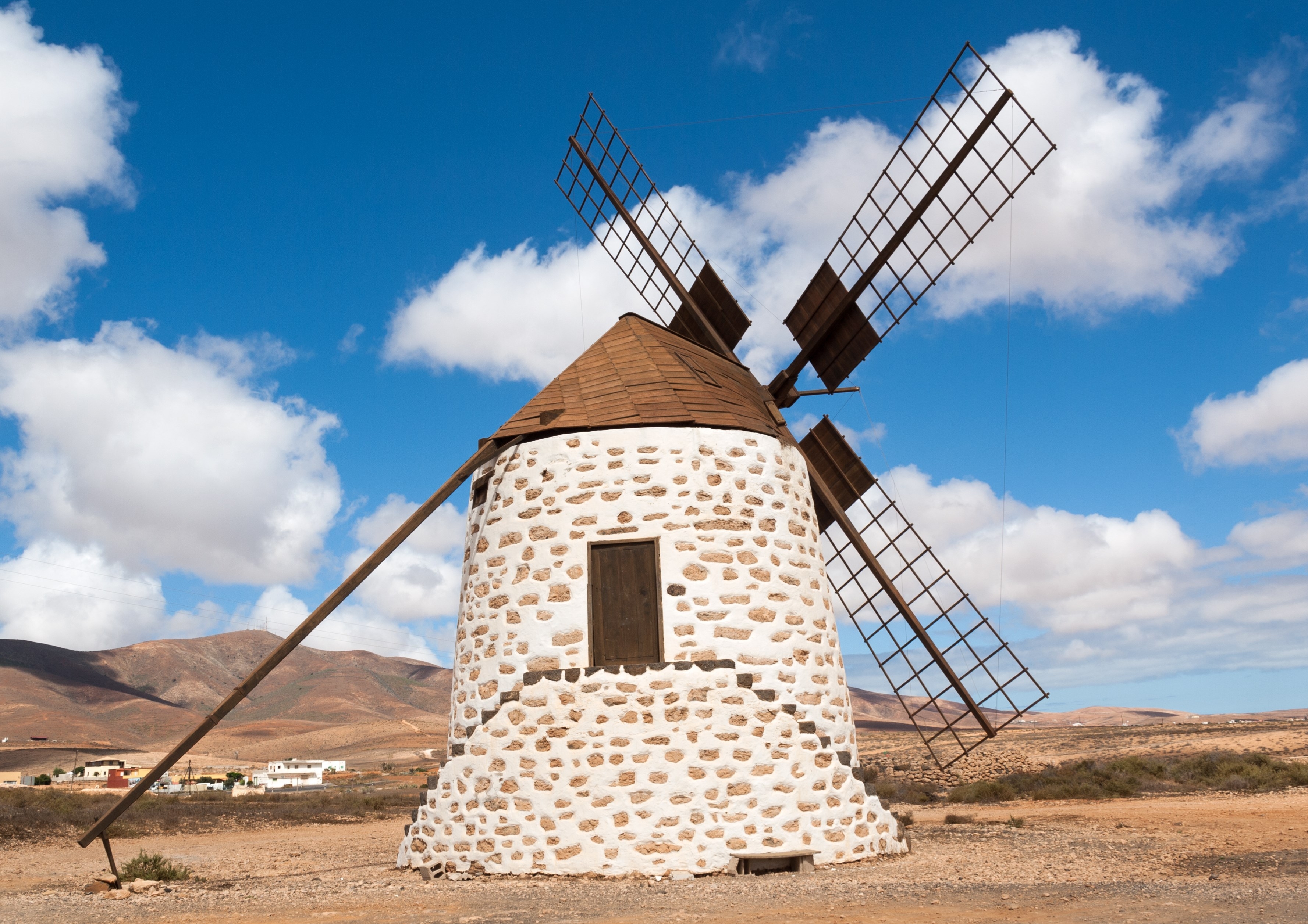 Round stone windmill in Lajares