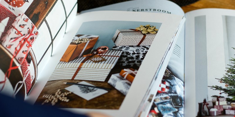photos of wrapped gifts in a magazine