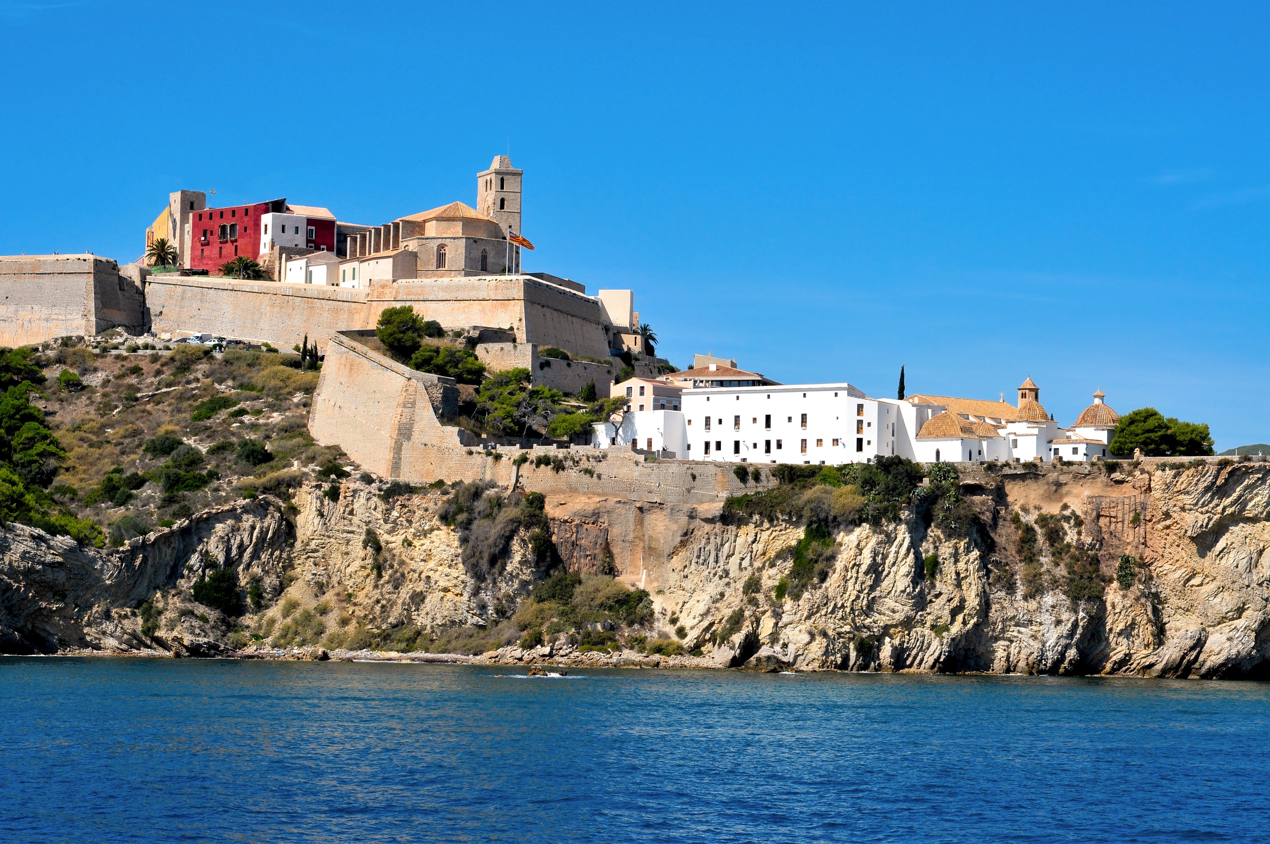View of Dalt Vila, the old town of Ibiza Town, in Ibiza, Balearic Islands, Spain