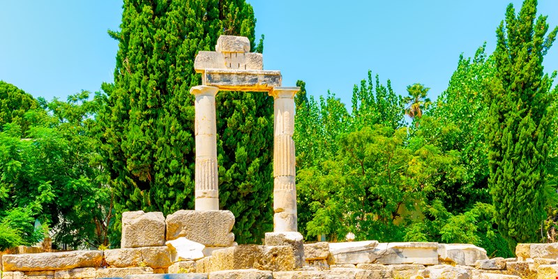 the famous Ancient Agora in Kos town in Kos island in Greece