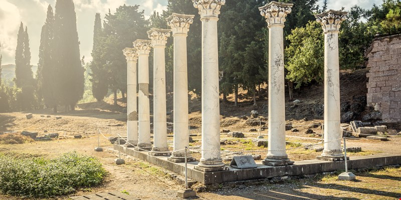 Columns at ancient site of Asclepeion at Kos island in Greece
