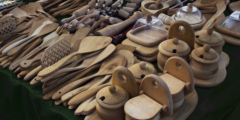 Kitchen items handmade of wood