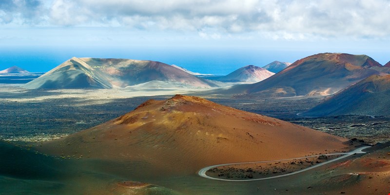 Volcanic landscapes on Timanfaya. Lanzarote. Canary Islands. Spain