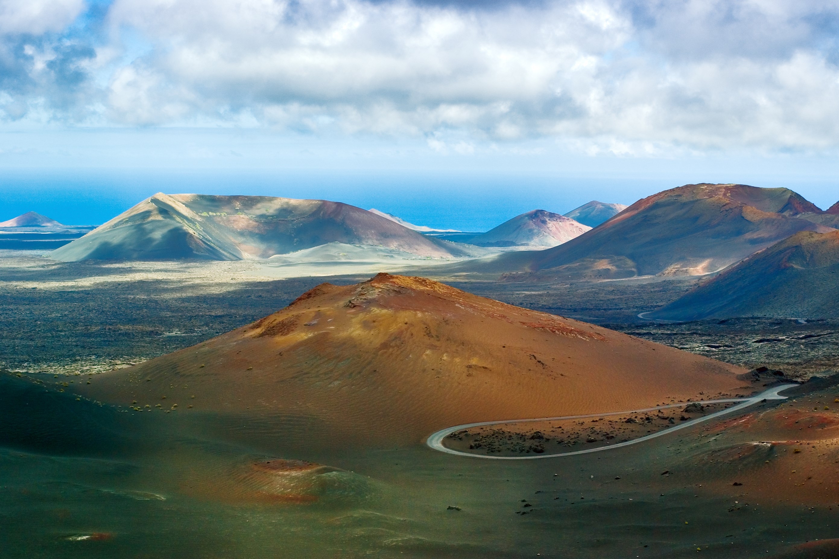 Volcanic landscapes on Timanfaya. Lanzarote. Canary Islands. Spain