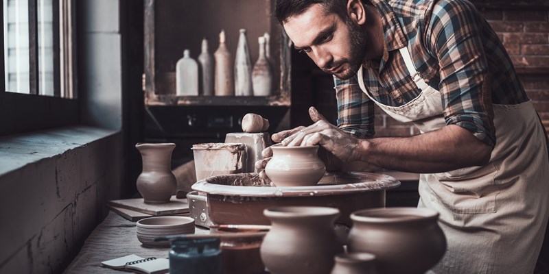 Man making ceramics