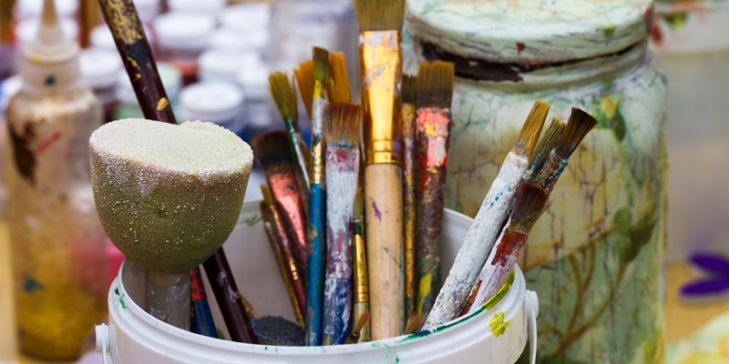 brushes in a pot for painting