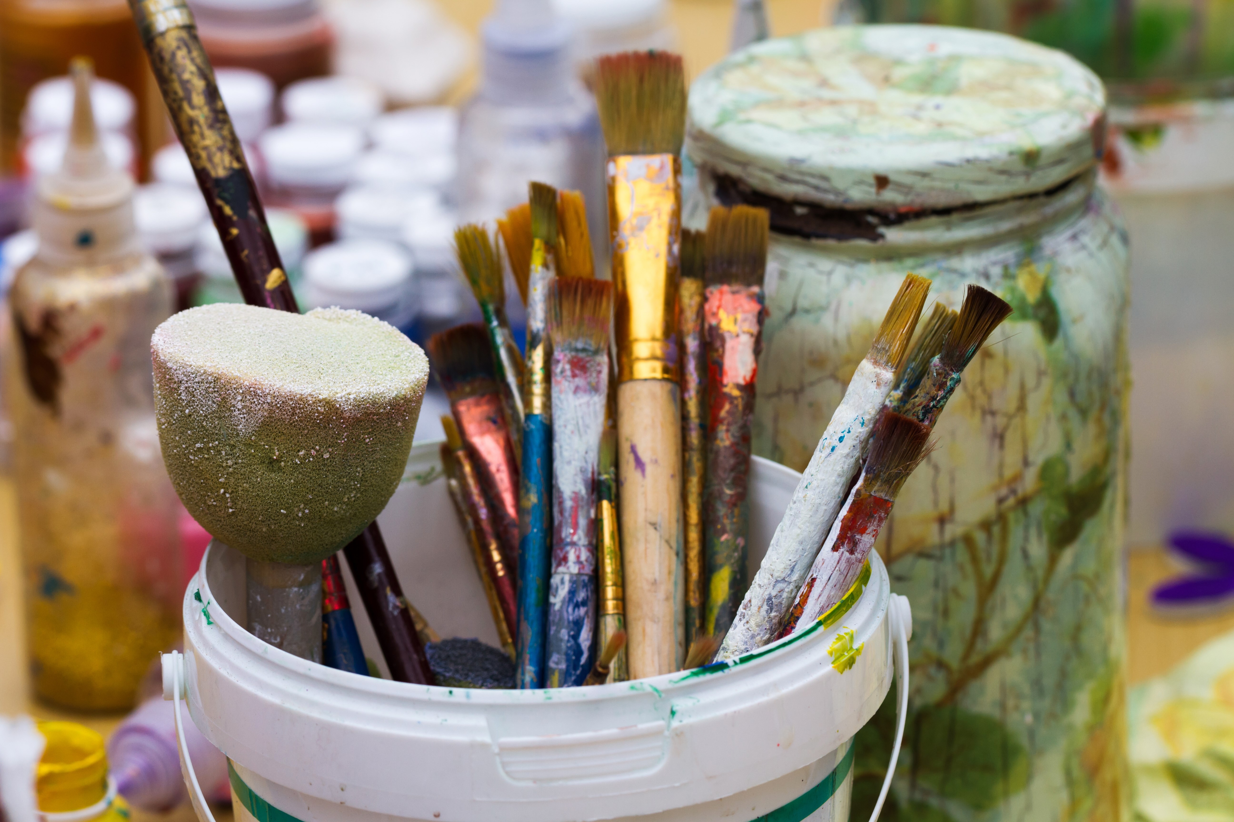 brushes in a pot for painting