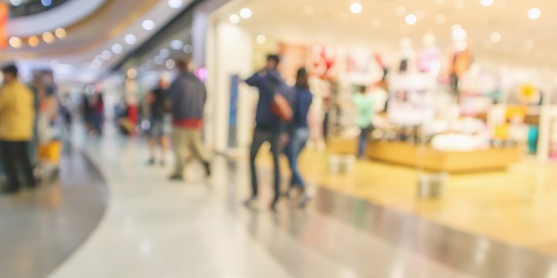 Abstract blur modern shopping mall interior defocused background