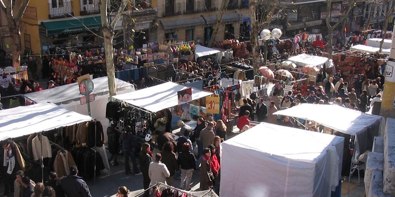 Spanish Fans for Sale in El Rastro flea market in Madrid, Spain