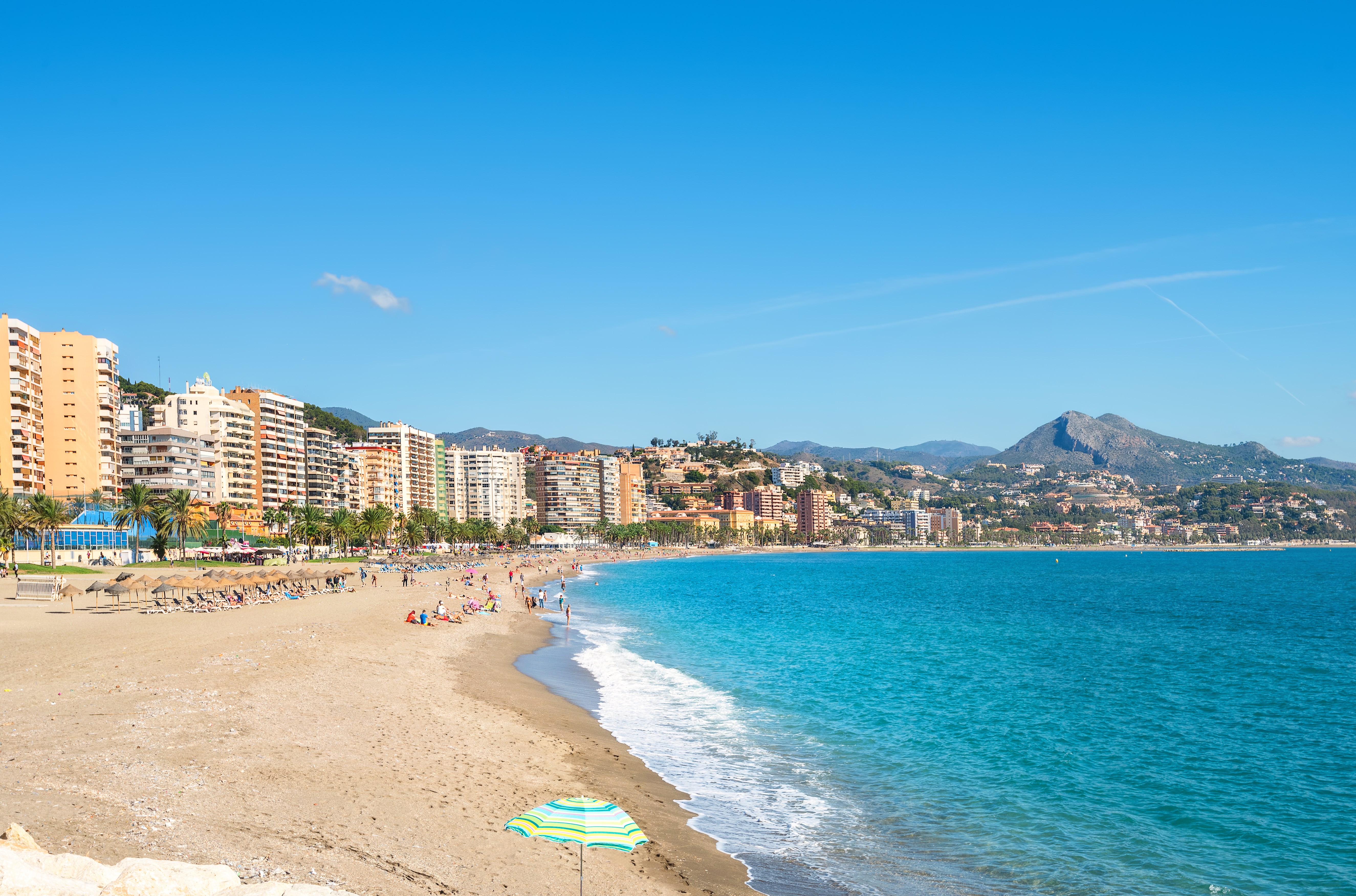 View of Malagueta beach in Malaga. Andalusia, Spain