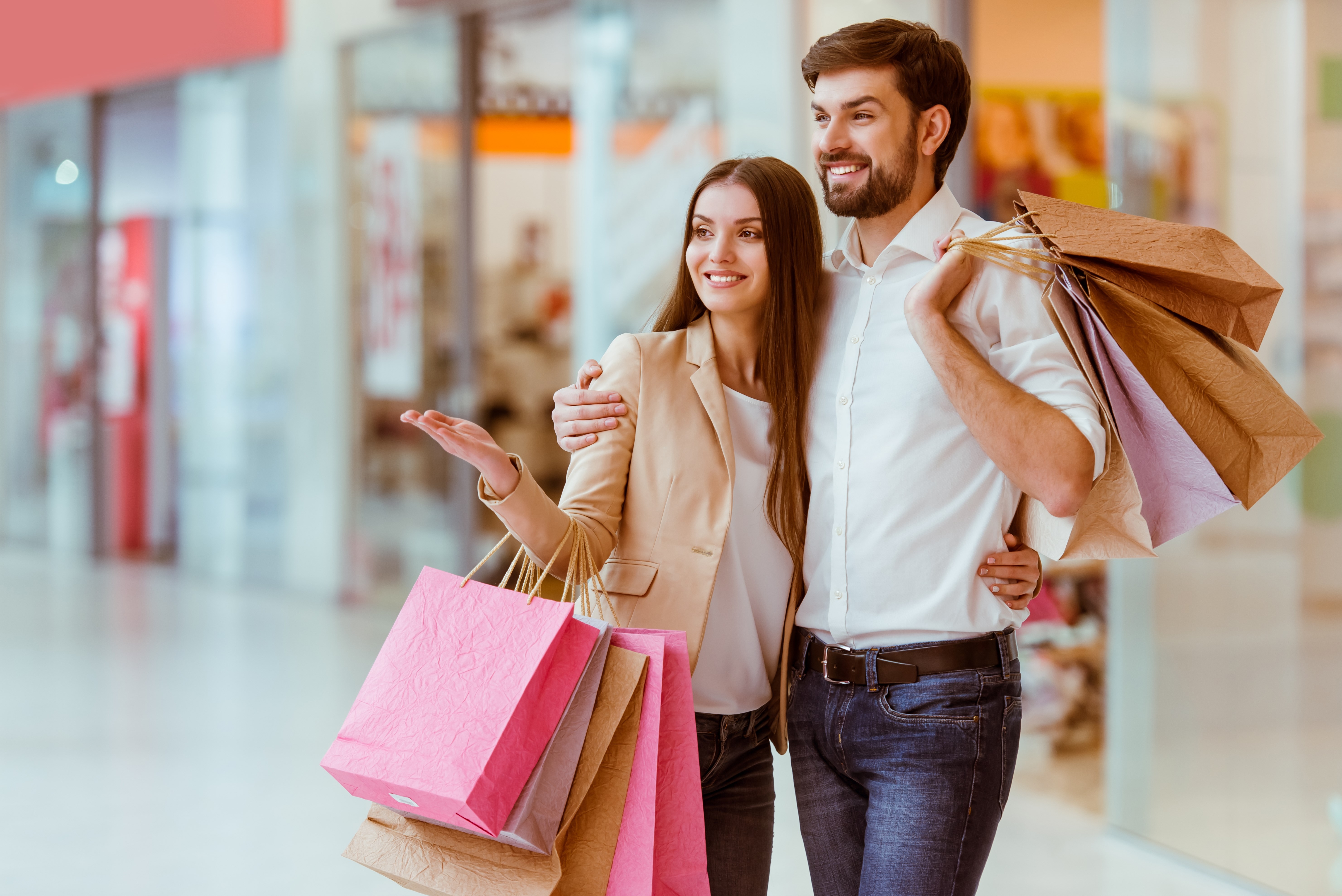 Couple in shopping mall