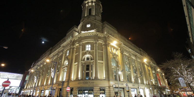 Royal Exchange building in Manchester, England