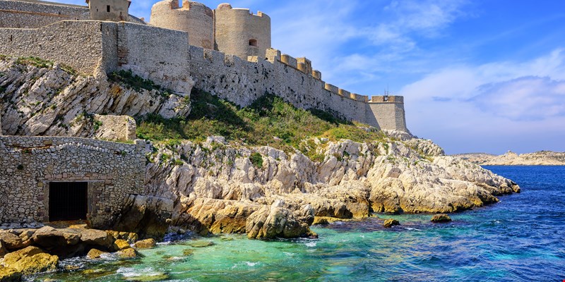 Chateau d'If castle on an island in Marseilles, France, famous through Dumas novel "The Count of Monte Cristo"
