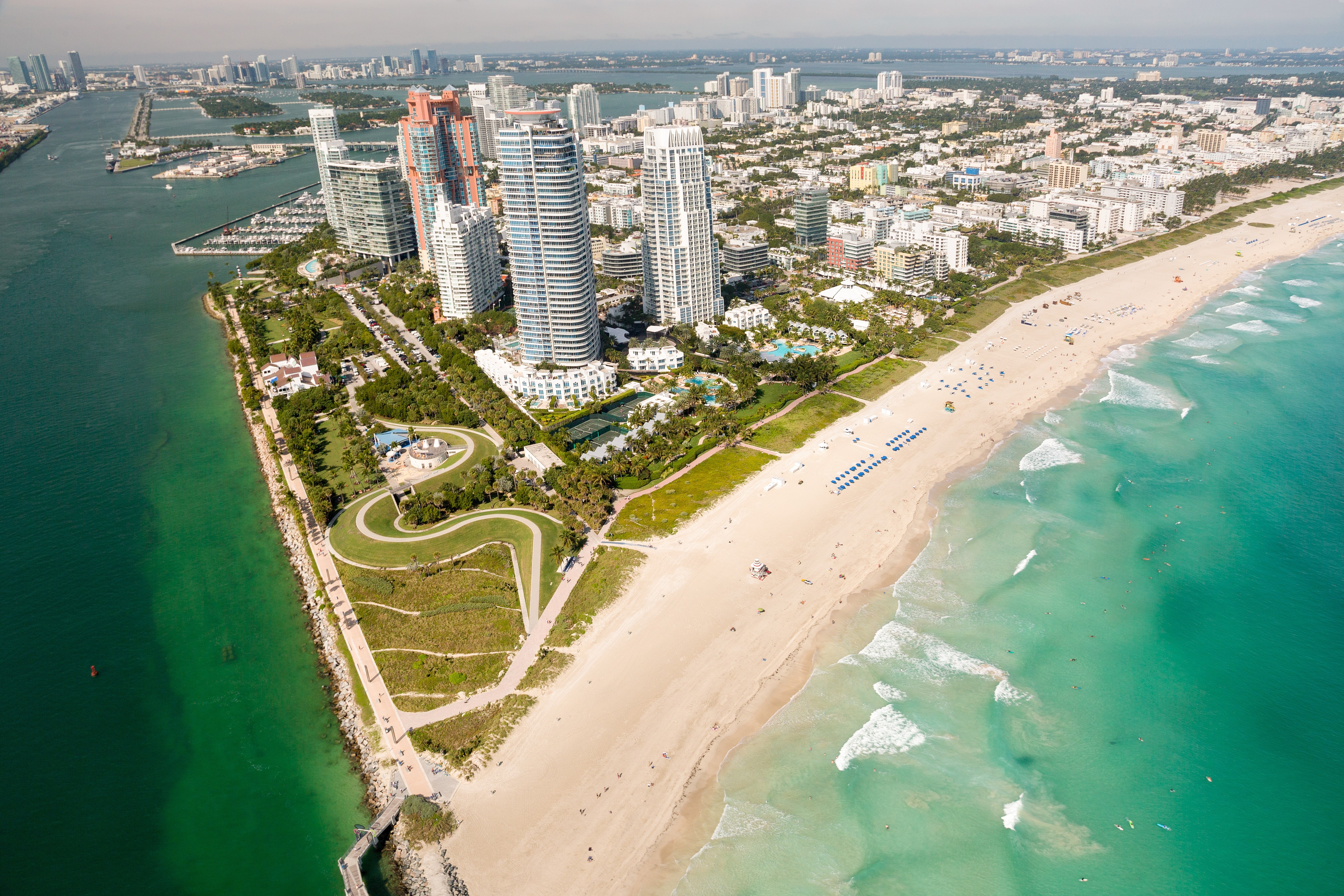Aerial view of South Beach in Miami