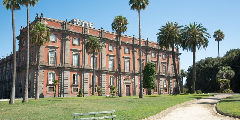 Beautiful royal palace that houses the national museum in Naples, Italy