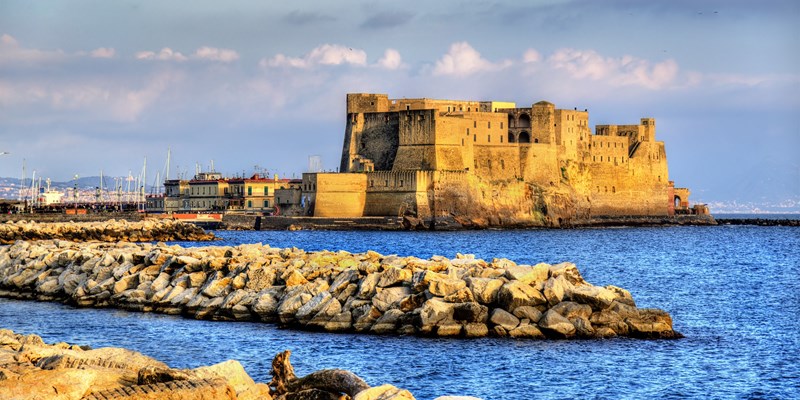 Castel dell'Ovo, a medieval fortress in the bay of Naples, Italy
