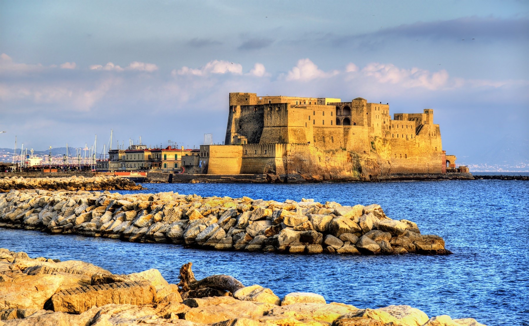 Castel dell'Ovo, a medieval fortress in the bay of Naples, Italy