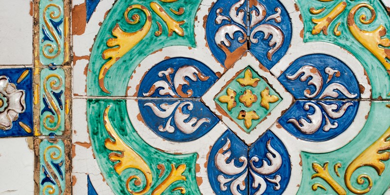 Majolica tiles in Palermo, Italy