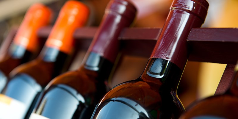 Wine on display in a shop