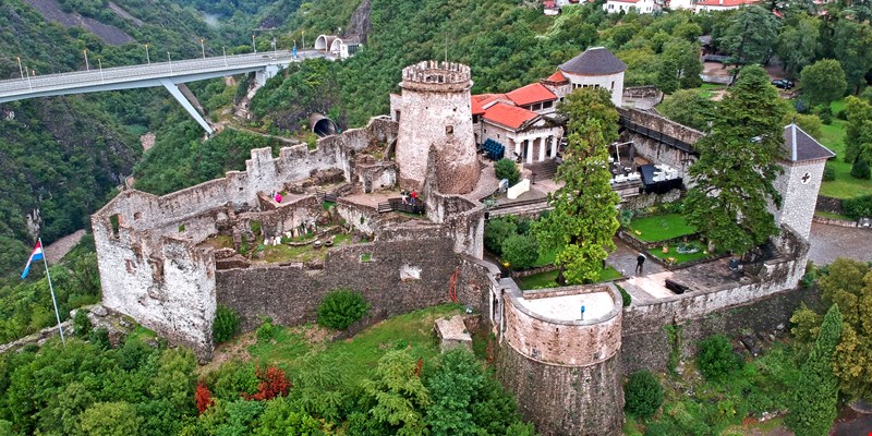 Aerial view of Trsat castle near Rijeka, Croatia