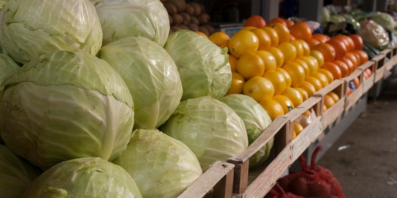 Fruit and vegetables sold at the market in Rijeka
