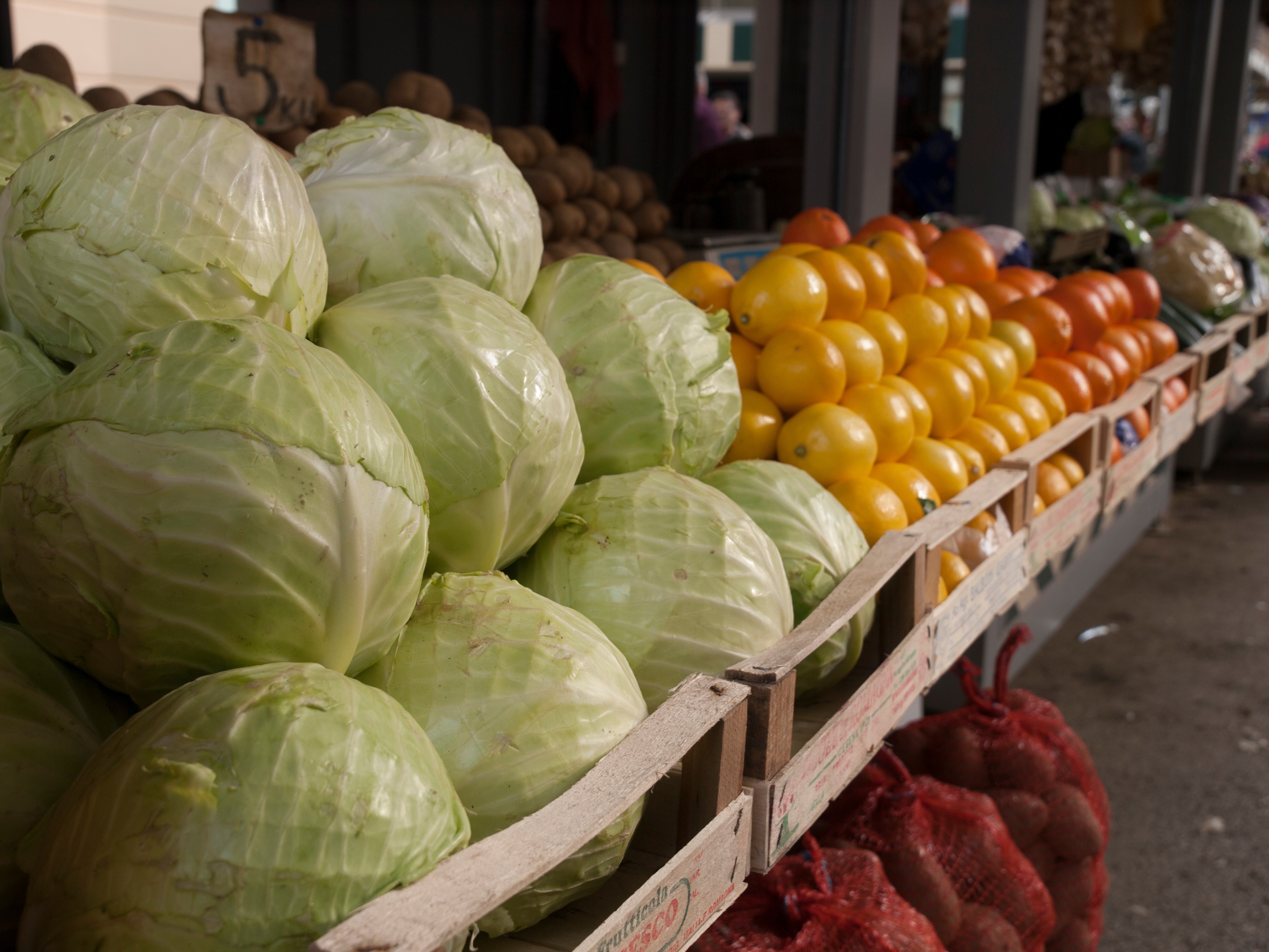 Fruit and vegetables sold at the market in Rijeka